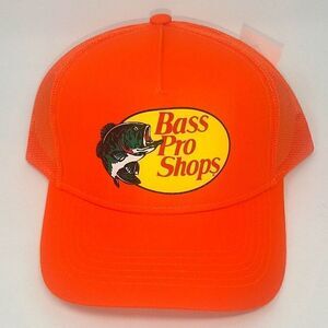 Bass Pro Shop Mesh Back Trucker Hat Adjustable Snap Back Orange Adult One Size